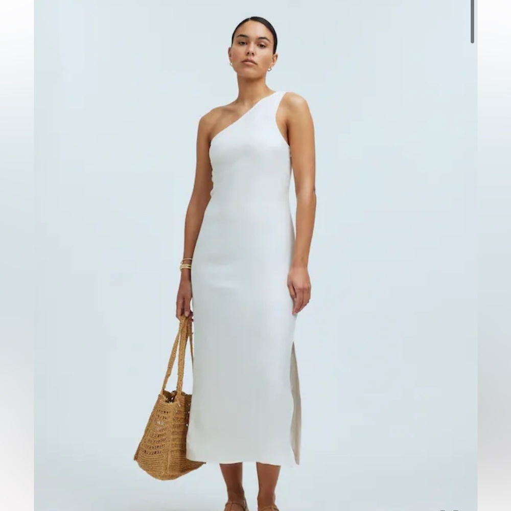 Madewell One Shoulder Midi Linen Blend Dress‎